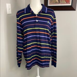 Payne Stewart Polo Shirt Mens Medium Blue Green Stripes Golf Legacy Mercerized